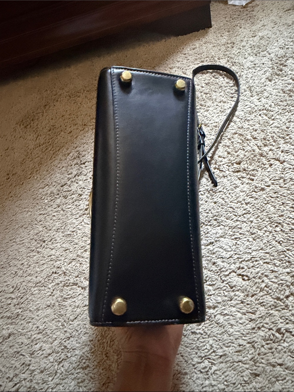 Coach Black Leather Top-Handle Satchel with Signature C - Picture 3 of 16